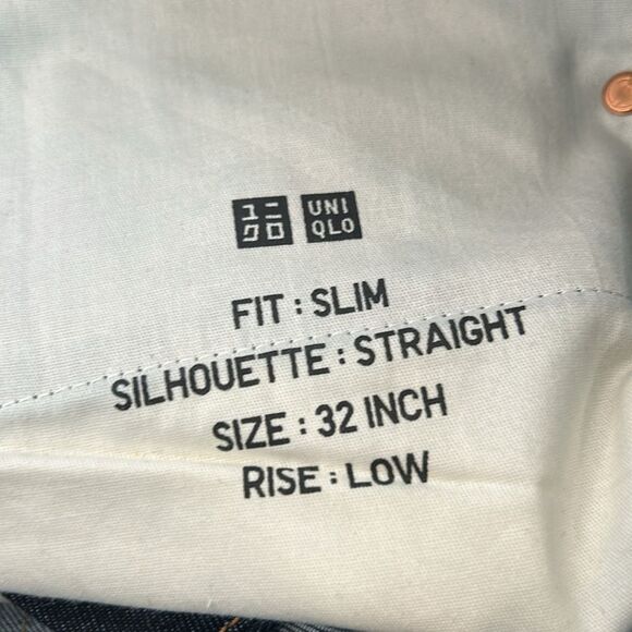 Uniqlo Slim Fit Straight Selvedge Dark Blue Jeans 32X32 NWT - Picture 7 of 13